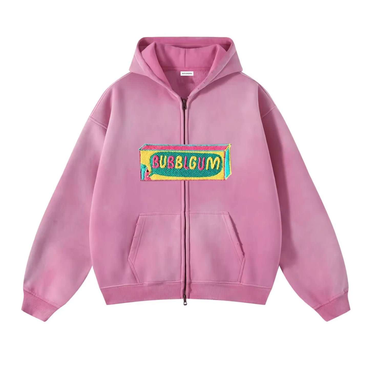 Bubble Gum Zip Up Hoodie (Pink)
