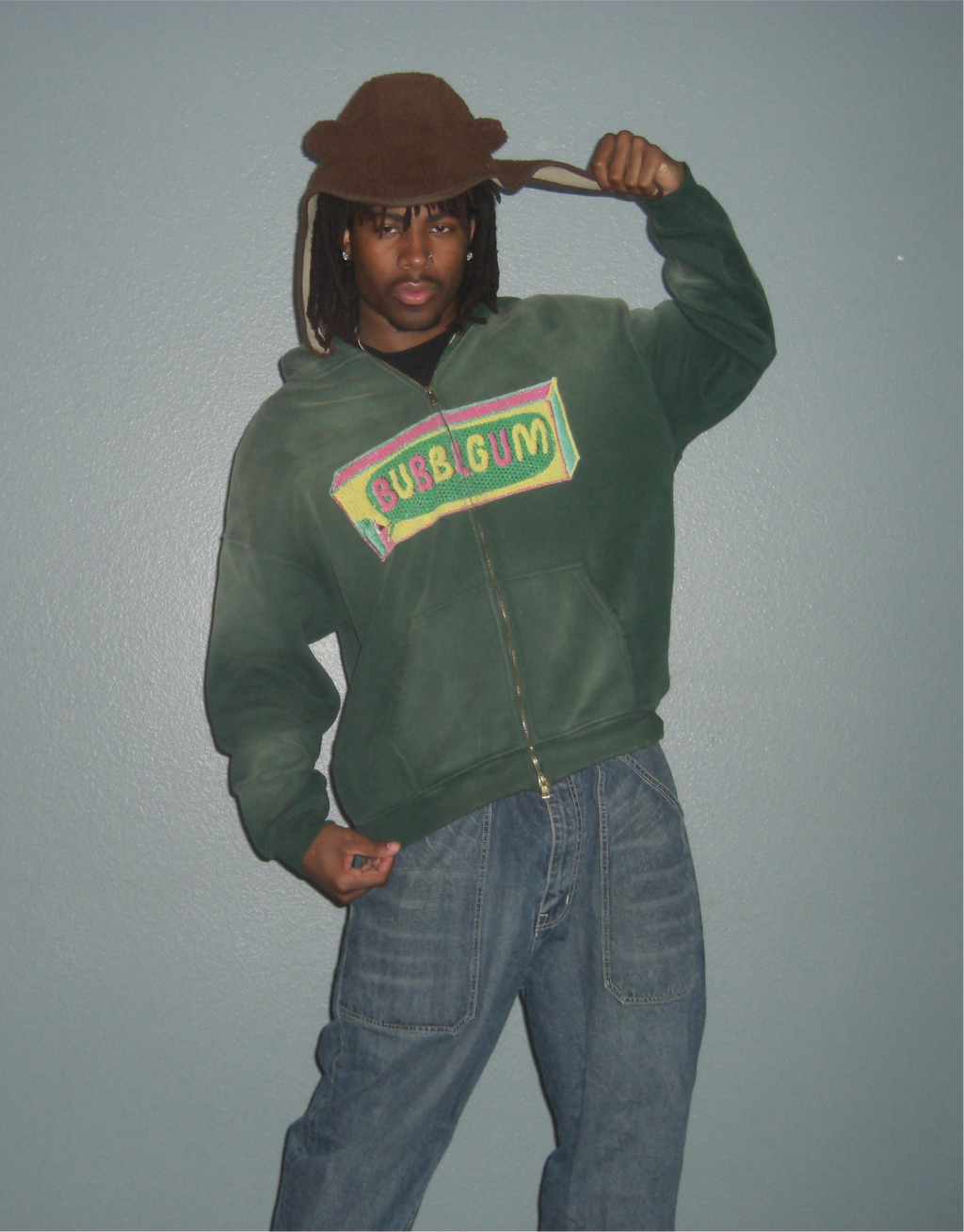 Bubble Gum Zip Up Hoodie (Green)