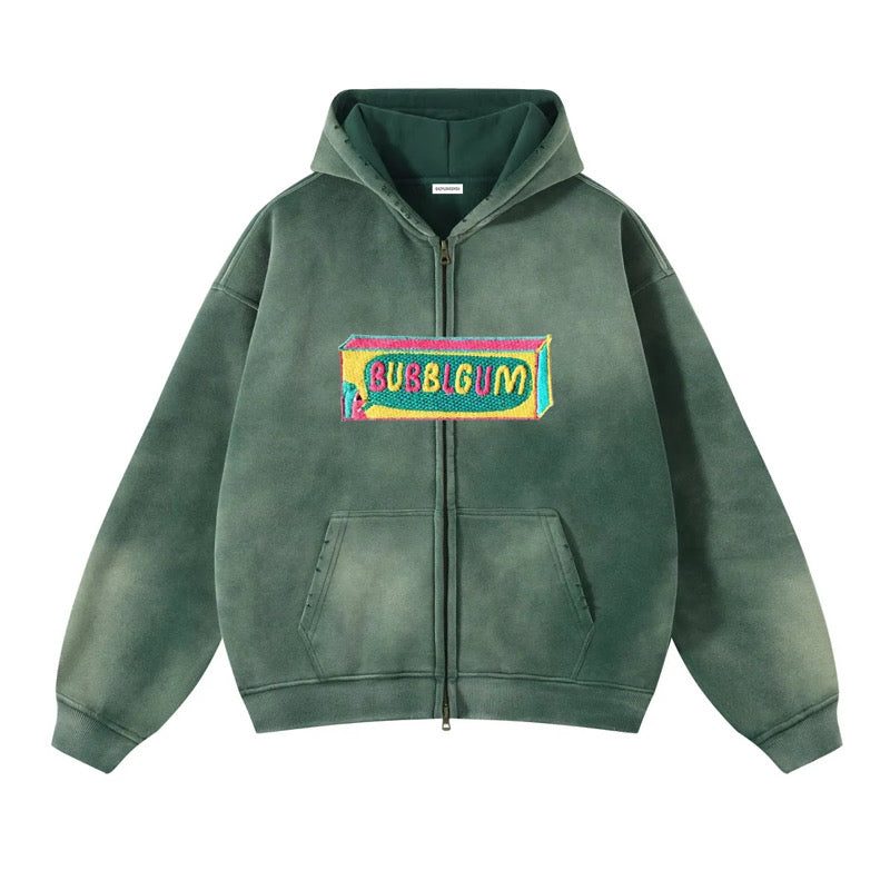 Bubble Gum Zip Up Hoodie (Green)