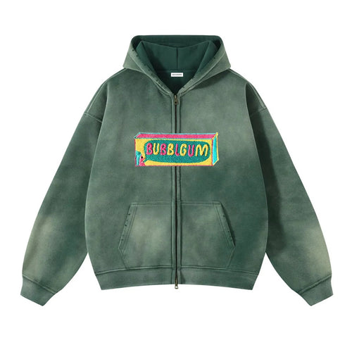 Bubble Gum Zip Up Hoodie (Green)