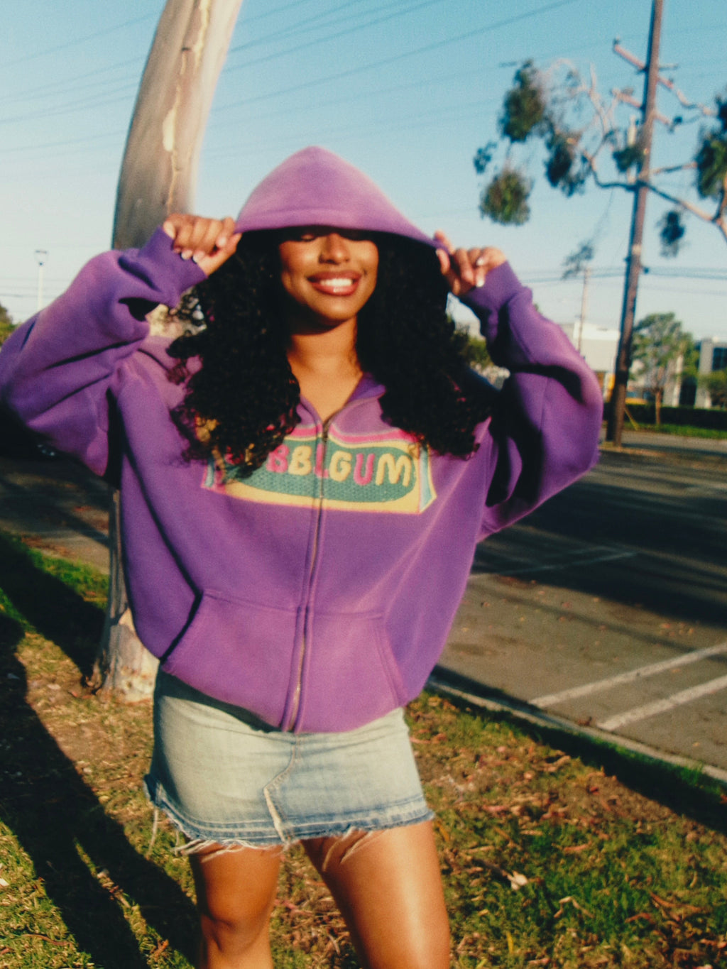 BubbleGum Zip Up Hoodie (Purple)