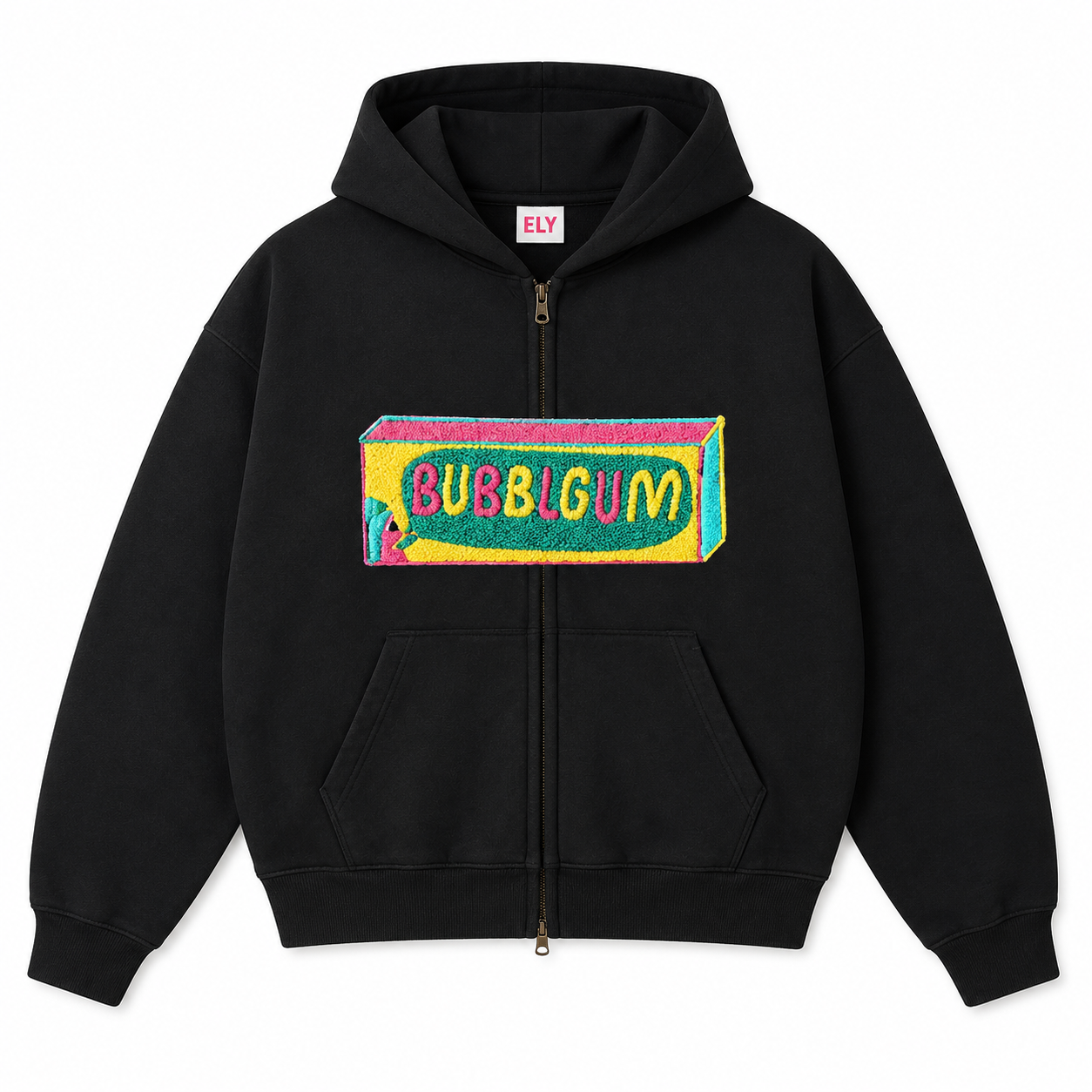 BUBBLGUM Zip Up Hoodie (Black)