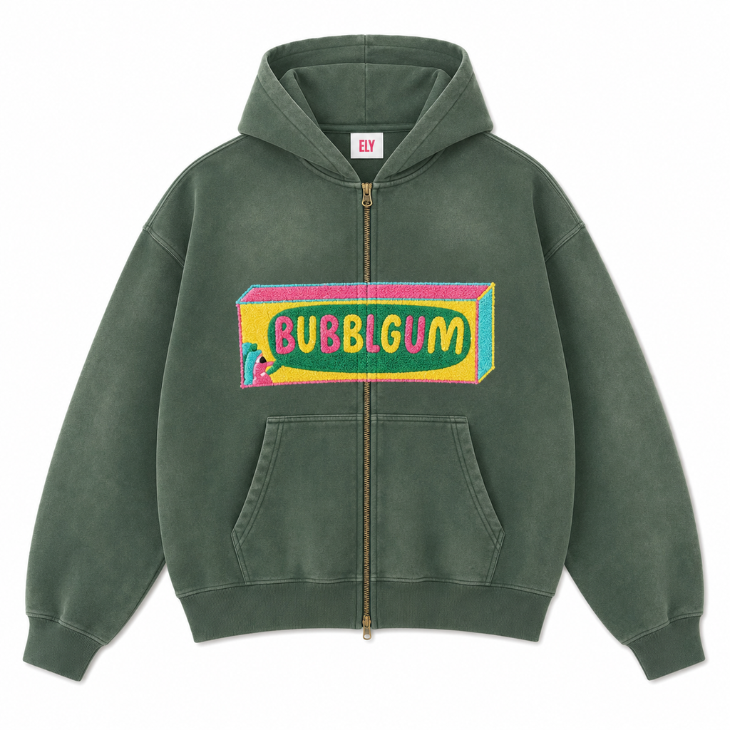 BUBBLGUM Zip Up Hoodie (Green)