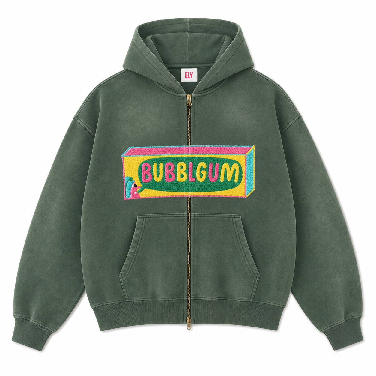 BUBBLGUM Zip Up Hoodie (Green)