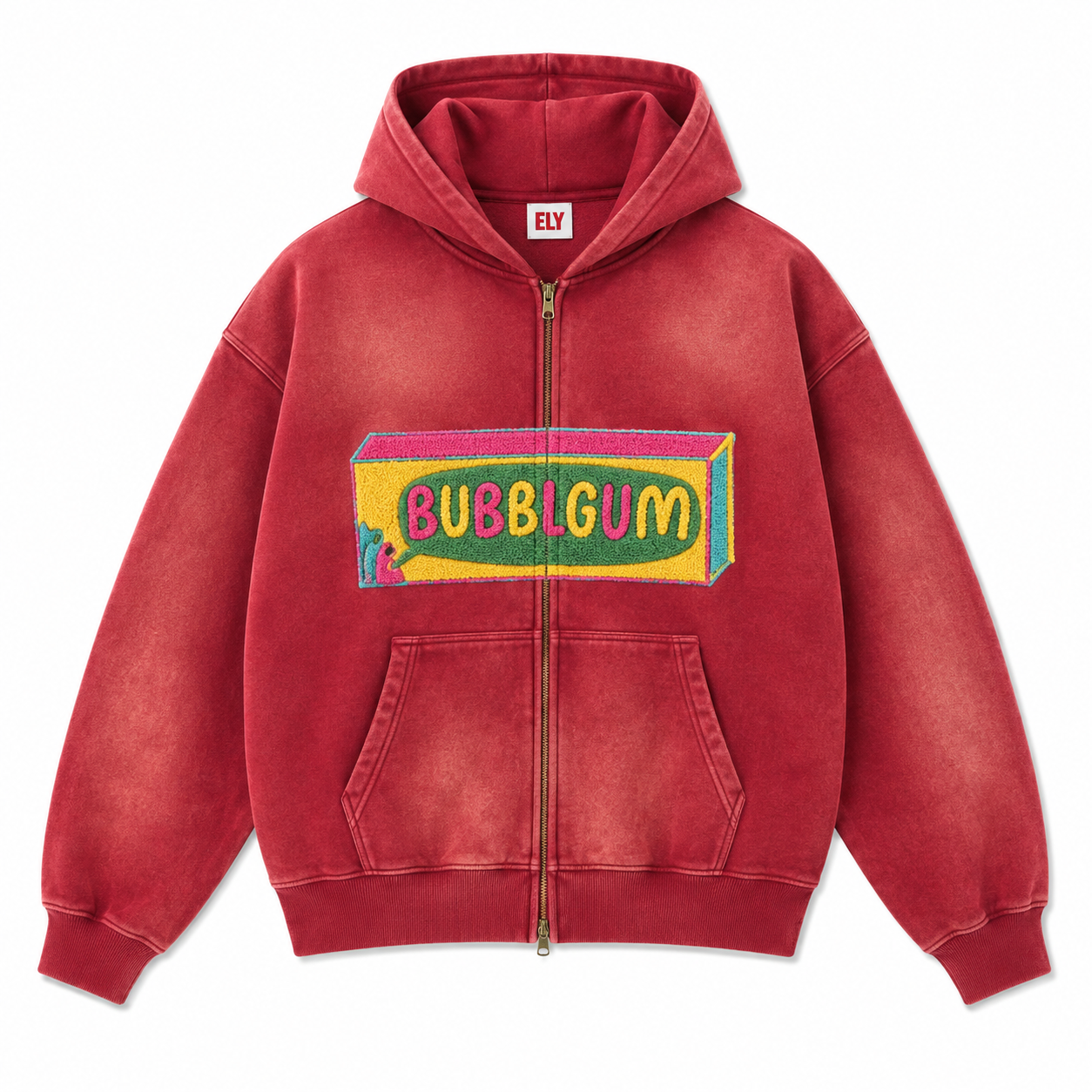 BUBBLGUM Zip Up Hoodie (Red)