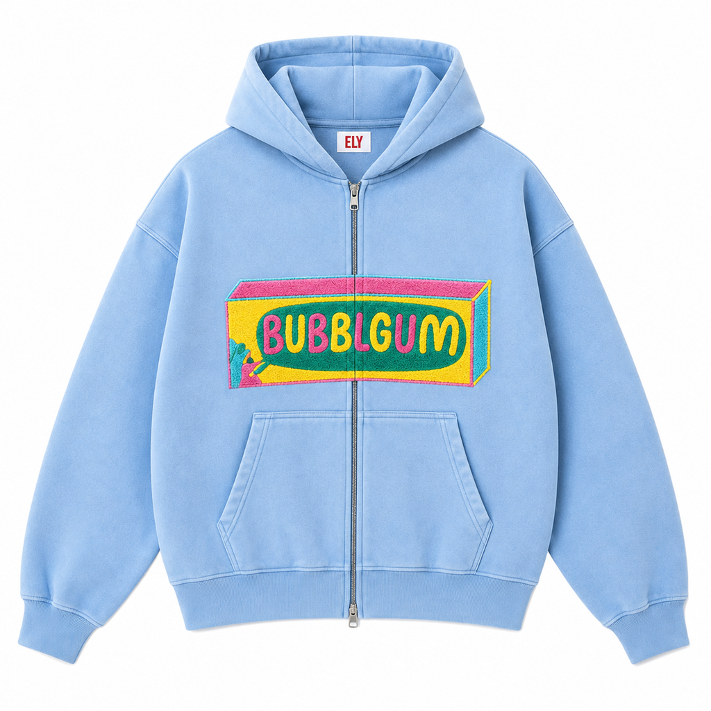 BUBBLGUM Zip Up Hoodie (Blue)
