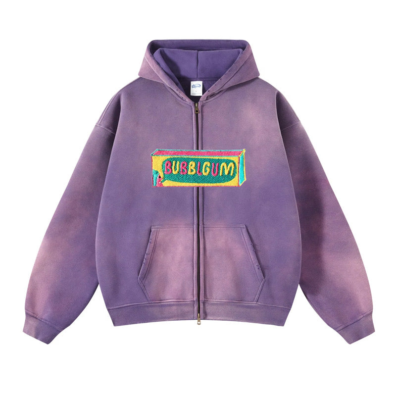 BubbleGum Zip Up Hoodie (Purple)